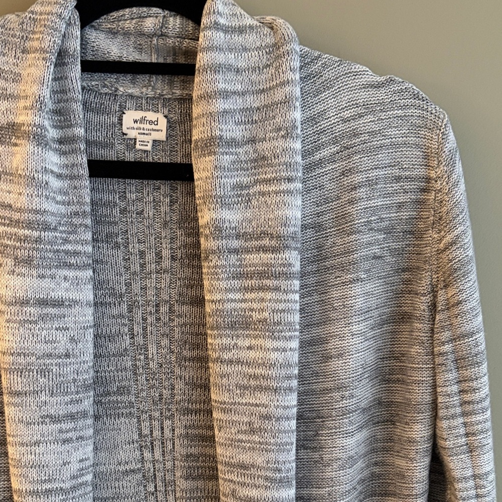 WILFRED Heather Grey Open Front Cardigan Silk & Cashmere size XS - Picture 5 of 10